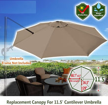 Load image into Gallery viewer, 11.5 FT Roma Cantilever Umbrella Top Cover 8-ribs Patio Replacement Canopy Outdoor, Canopy Only