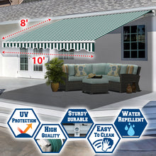 Load image into Gallery viewer, SUNNYOUTDOOR 10'x8' Patio Awning Retractable Awning Sun Shade Manual Patio Deck Awning Outdoor