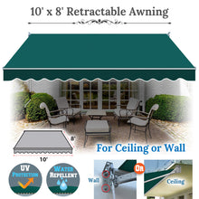 Load image into Gallery viewer, 10x8 FT Patio Awning Retractable Outdoor Sun Shade Manual Patio Deck Awning Heavy Duty Awning