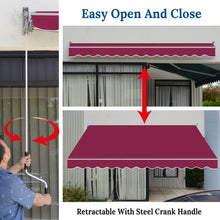 Load image into Gallery viewer, 12x8 FT Patio Awning Retractable Outdoor Sun Shade Manual Patio Deck Awning Heavy Duty Awning
