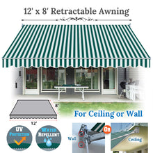 Load image into Gallery viewer, 12x8 FT Patio Awning Retractable Outdoor Sun Shade Manual Patio Deck Awning Heavy Duty Awning