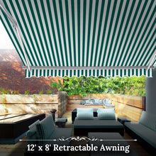Load image into Gallery viewer, 12x8 FT Patio Awning Retractable Outdoor Sun Shade Manual Patio Deck Awning Heavy Duty Awning