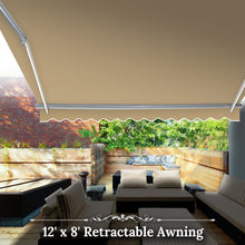 Load image into Gallery viewer, 12x8 FT Patio Awning Retractable Outdoor Sun Shade Manual Patio Deck Awning Heavy Duty Awning