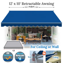 Load image into Gallery viewer, SUNNYOUTDOOR 12'x10' Patio Awning Retractable Awning Sun Shade Manual Patio Deck Awning