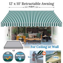 Load image into Gallery viewer, SUNNYOUTDOOR 12'x10' Patio Awning Retractable Awning Sun Shade Manual Patio Deck Awning