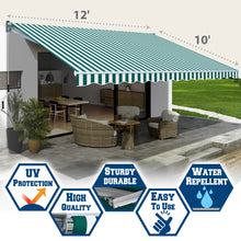 Load image into Gallery viewer, SUNNYOUTDOOR 12'x10' Patio Awning Retractable Awning Sun Shade Manual Patio Deck Awning