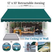 Load image into Gallery viewer, SUNNYOUTDOOR 12'x10' Patio Awning Retractable Awning Sun Shade Manual Patio Deck Awning