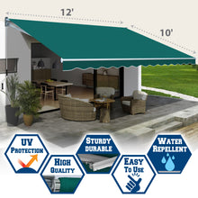 Load image into Gallery viewer, SUNNYOUTDOOR 12'x10' Patio Awning Retractable Awning Sun Shade Manual Patio Deck Awning