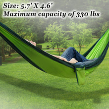 Load image into Gallery viewer, SUNNYOUTDOOR 5.7'x4.6' Nylon Parachute Hammock Ultra Light Travel Camping Air Tree Swing Bed Up to 330 Pound Capacity