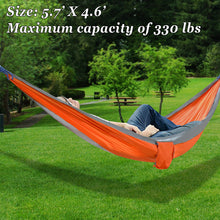 Load image into Gallery viewer, SUNNYOUTDOOR 5.7'x4.6' Nylon Parachute Hammock Ultra Light Travel Camping Air Tree Swing Bed Up to 330 Pound Capacity
