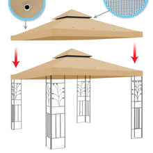 Load image into Gallery viewer, 10x10ft Double Tiered Replacement Canopy ONLY Patio Pavilion Gazebo Sunshade Polyester Cover