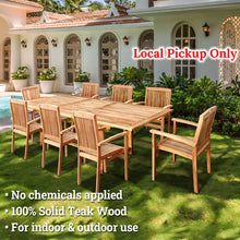 Load image into Gallery viewer, KINGTEAK Golden Teak Wood Classic Dining 9 piece Sets, 1 Extending Table 8 Chair(Local Pick Up only)