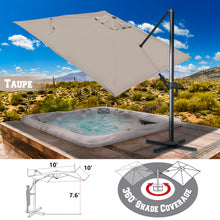 Load image into Gallery viewer, 10'x10' Deluxe Patio Umbrella Outdoor Off-Set Hanging Roma Umbrella Tilt & 360 Rotation Patio Heavyduty Sunshade Cantilever Crank(steel cross base is included)