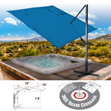 Load image into Gallery viewer, 10'x10' Deluxe Patio Umbrella Outdoor Off-Set Hanging Roma Umbrella Tilt & 360 Rotation Patio Heavyduty Sunshade Cantilever Crank(steel cross base is included)