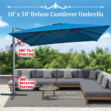 Load image into Gallery viewer, 10'x10' Deluxe Patio Umbrella Outdoor Off-Set Hanging Roma Umbrella Tilt & 360 Rotation Patio Heavyduty Sunshade Cantilever Crank(steel cross base is included)