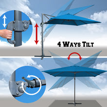 Load image into Gallery viewer, 10'x10' Deluxe Patio Umbrella Outdoor Off-Set Hanging Roma Umbrella Tilt & 360 Rotation Patio Heavyduty Sunshade Cantilever Crank(steel cross base is included)