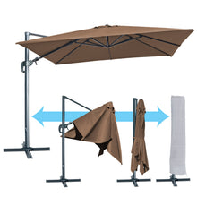 Load image into Gallery viewer, 10'x10' Deluxe Patio Umbrella Outdoor Off-Set Hanging Roma Umbrella Tilt & 360 Rotation Patio Heavyduty Sunshade Cantilever Crank(steel cross base is included)