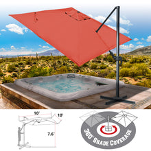 Load image into Gallery viewer, 10'x10' Deluxe Patio Umbrella Outdoor Off-Set Hanging Roma Umbrella Tilt & 360 Rotation Patio Heavyduty Sunshade Cantilever Crank(steel cross base is included)