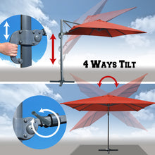 Load image into Gallery viewer, 10'x10' Deluxe Patio Umbrella Outdoor Off-Set Hanging Roma Umbrella Tilt & 360 Rotation Patio Heavyduty Sunshade Cantilever Crank(steel cross base is included)