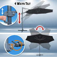 Load image into Gallery viewer, STRONG CAMEL 11.5' Round Heavy Duty Cantilever Offset Umbrella Tilt 360 Rotation Patio Spa