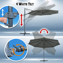 Load image into Gallery viewer, STRONG CAMEL 11.5&#39; Round Heavy Duty Cantilever Offset Umbrella Tilt 360 Rotation Patio Spa
