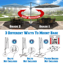 Load image into Gallery viewer, 11.5' Cantilever Offset Umbrella Heavy Duty Tilt 360 Rotation Round Patio Umbrella