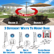 Load image into Gallery viewer, 11.5' Cantilever Offset Umbrella Heavy Duty Tilt 360 Rotation Round Patio Umbrella