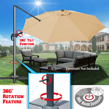 Load image into Gallery viewer, 11.5' Cantilever Offset Umbrella Heavy Duty Tilt 360 Rotation Round Patio Umbrella