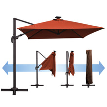 Load image into Gallery viewer, SUNNYOUTDOOR 8'x8' Deluxe Cantilever Umbrella LED Lighted Umbrella Sunbrella Cover Patio Umbrella Garden Outdoor