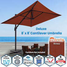 Load image into Gallery viewer, SUNNYOUTDOOR 8'x8' Deluxe Cantilever Umbrella LED Lighted Umbrella Sunbrella Cover Patio Umbrella Garden Outdoor