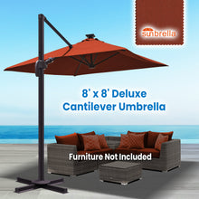 Load image into Gallery viewer, SUNNYOUTDOOR 8'x8' Deluxe Cantilever Umbrella LED Lighted Umbrella Sunbrella Cover Patio Umbrella Garden Outdoor