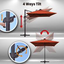 Load image into Gallery viewer, SUNNYOUTDOOR 8'x8' Deluxe Cantilever Umbrella LED Lighted Umbrella Sunbrella Cover Patio Umbrella Garden Outdoor