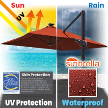 Load image into Gallery viewer, SUNNYOUTDOOR 8'x8' Deluxe Cantilever Umbrella LED Lighted Umbrella Sunbrella Cover Patio Umbrella Garden Outdoor