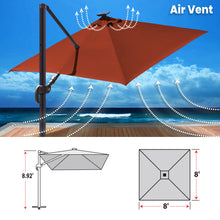Load image into Gallery viewer, SUNNYOUTDOOR 8'x8' Deluxe Cantilever Umbrella LED Lighted Umbrella Sunbrella Cover Patio Umbrella Garden Outdoor