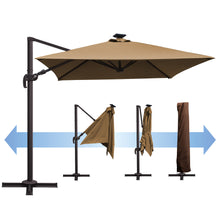 Load image into Gallery viewer, SUNNYOUTDOOR 8'x8' Deluxe Cantilever Umbrella LED Lighted Umbrella Sunbrella Cover Patio Umbrella Garden Outdoor