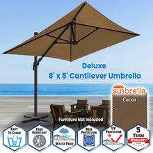 Load image into Gallery viewer, SUNNYOUTDOOR 8'x8' Deluxe Cantilever Umbrella LED Lighted Umbrella Sunbrella Cover Patio Umbrella Garden Outdoor
