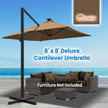 Load image into Gallery viewer, SUNNYOUTDOOR 8'x8' Deluxe Cantilever Umbrella LED Lighted Umbrella Sunbrella Cover Patio Umbrella Garden Outdoor