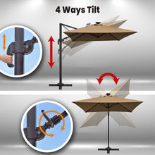 Load image into Gallery viewer, SUNNYOUTDOOR 8'x8' Deluxe Cantilever Umbrella LED Lighted Umbrella Sunbrella Cover Patio Umbrella Garden Outdoor