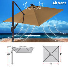 Load image into Gallery viewer, SUNNYOUTDOOR 8'x8' Deluxe Cantilever Umbrella LED Lighted Umbrella Sunbrella Cover Patio Umbrella Garden Outdoor