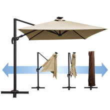 Load image into Gallery viewer, SUNNYOUTDOOR 8'x8' Deluxe Cantilever Umbrella LED Lighted Umbrella Sunbrella Cover Patio Umbrella Garden Outdoor