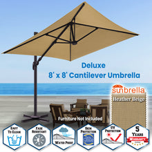 Load image into Gallery viewer, SUNNYOUTDOOR 8'x8' Deluxe Cantilever Umbrella LED Lighted Umbrella Sunbrella Cover Patio Umbrella Garden Outdoor