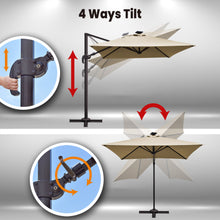 Load image into Gallery viewer, SUNNYOUTDOOR 8'x8' Deluxe Cantilever Umbrella LED Lighted Umbrella Sunbrella Cover Patio Umbrella Garden Outdoor
