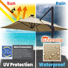 Load image into Gallery viewer, SUNNYOUTDOOR 8'x8' Deluxe Cantilever Umbrella LED Lighted Umbrella Sunbrella Cover Patio Umbrella Garden Outdoor