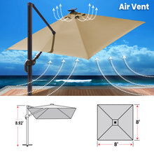 Load image into Gallery viewer, SUNNYOUTDOOR 8'x8' Deluxe Cantilever Umbrella LED Lighted Umbrella Sunbrella Cover Patio Umbrella Garden Outdoor