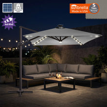 Load image into Gallery viewer, 8'x8' Solar LED Roma Umbrella Deluxe Cantilever Umbrella Sunbrella Cover Umbrella Patio Umbrella Garden Outdoor
