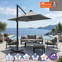 Load image into Gallery viewer, 8'x8' Solar LED Roma Umbrella Deluxe Cantilever Umbrella Sunbrella Cover Umbrella Patio Umbrella Garden Outdoor