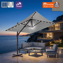 Load image into Gallery viewer, 8'x8' Solar LED Roma Umbrella Deluxe Cantilever Umbrella Sunbrella Cover Umbrella Patio Umbrella Garden Outdoor
