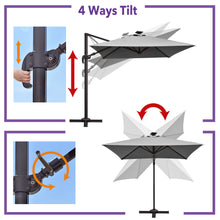 Load image into Gallery viewer, 8'x8' Solar LED Roma Umbrella Deluxe Cantilever Umbrella Sunbrella Cover Umbrella Patio Umbrella Garden Outdoor