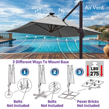 Load image into Gallery viewer, 8'x8' Solar LED Roma Umbrella Deluxe Cantilever Umbrella Sunbrella Cover Umbrella Patio Umbrella Garden Outdoor