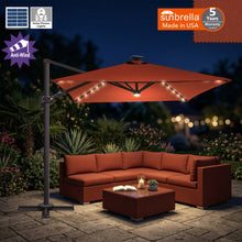 Load image into Gallery viewer, 8'x8' Solar LED Roma Umbrella Deluxe Cantilever Umbrella Sunbrella Cover Umbrella Patio Umbrella Garden Outdoor